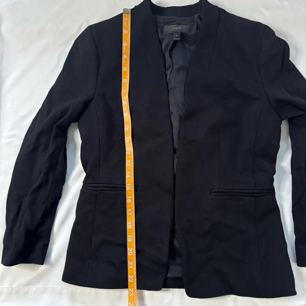 J Crew Going Out Blazer Stretch Twill Black Women Size 4 Open Front Career Chic - Image 9