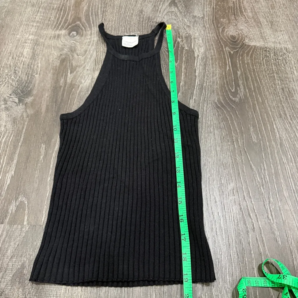 essentials by Full Tilt Black Ribbed High Neck Cropped Tank Top Size M - Image 5