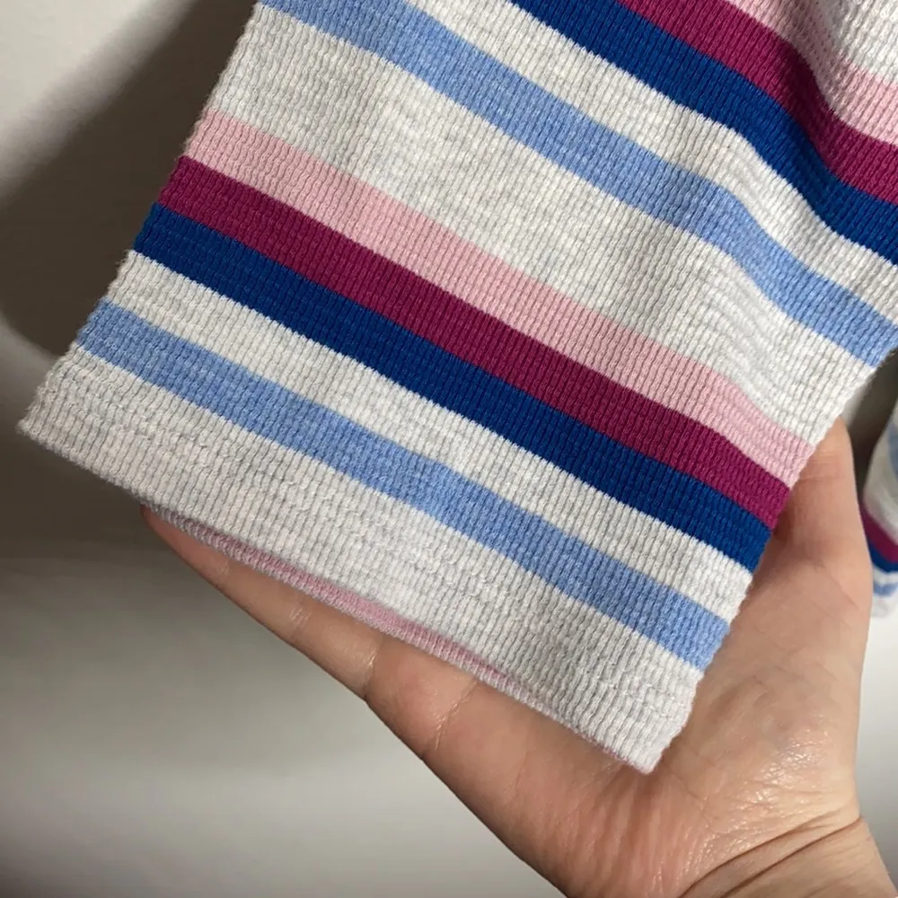 J Jill textured waffle knit striped casual top with 3/4 sleeves size L - Image 5