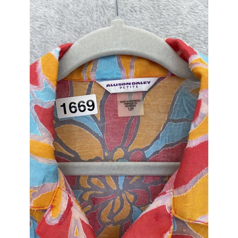 Allison Daley Women's Button Down Shirt Short Sleeve Orange Size 12 Petite - Image 12