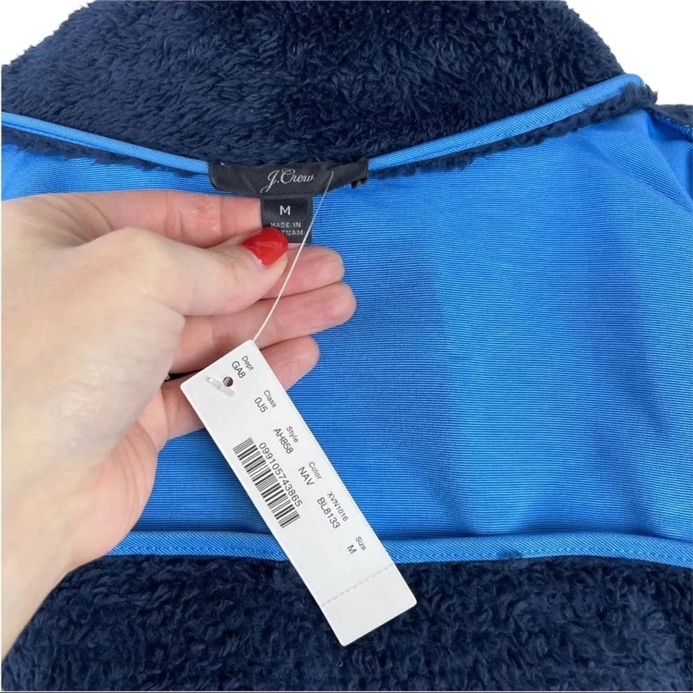 New J Crew Jacket Sherpa Full Zip Sherpa Superplush Colorblock Blue Jacket M - Image 12