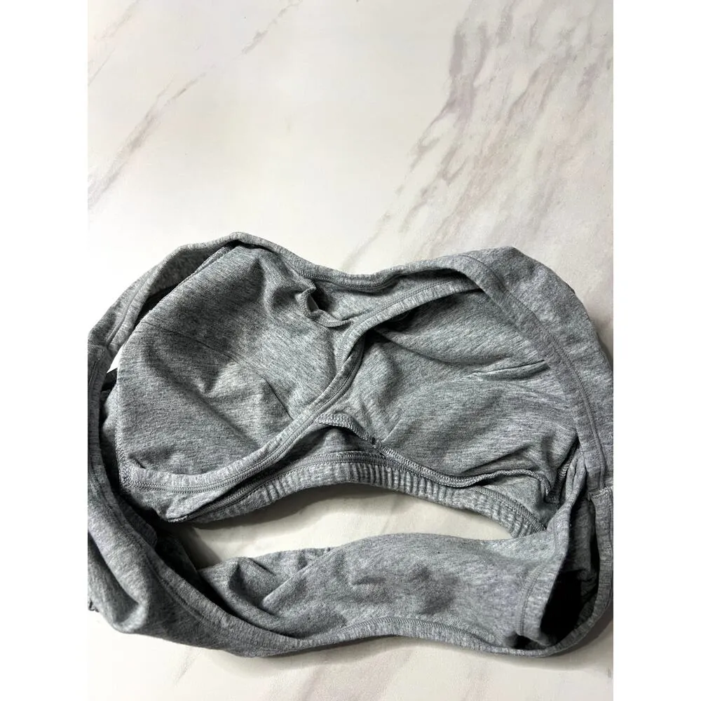 Grey Twist Front Sports Bra Women's Size Large/XLarge Padded Comfort Gray - Image 3