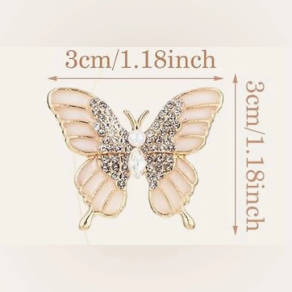 Butterfly Blush Enamel, Pearl + Rhinestone Fashion Brooch, Pin, Festive, Sparkly Pink - Image 10