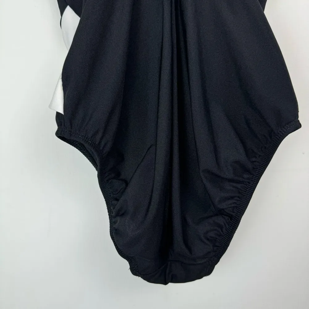 Longitude Black White Twist Swimsuit Sz 12 One Piece Colorblock - Image 11