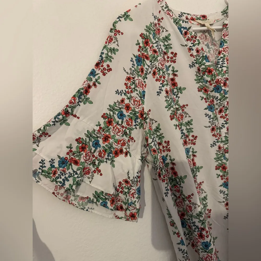 Matilda Jane Our Atlas Top Floral Button Up Boho Cottage Hi Low Hem Size Large - Image 5