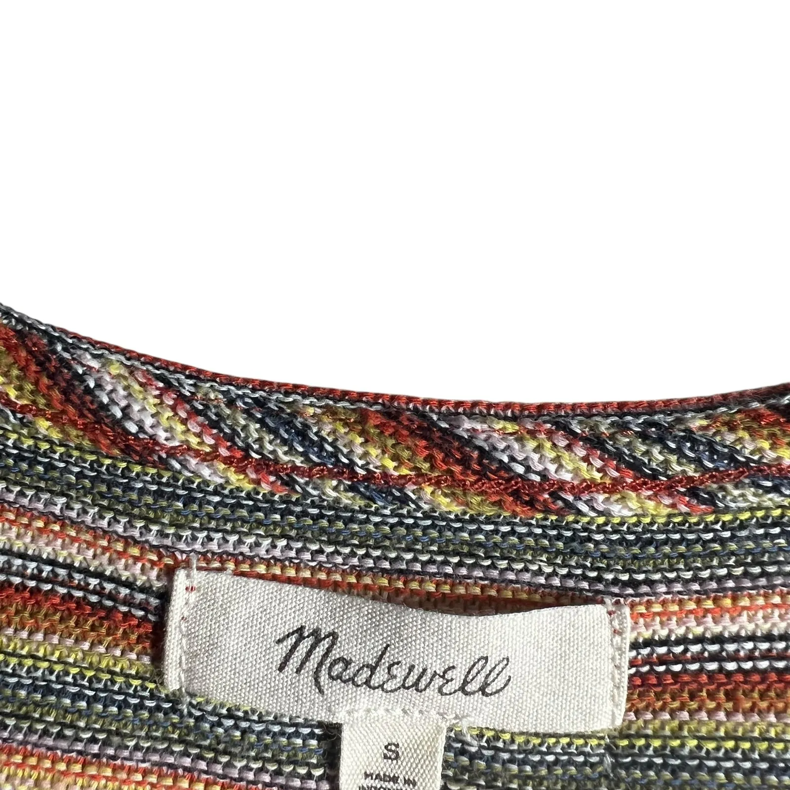 Madewell Striped Knit Crewneck Tee Shirt Women Size S Multicolored Short Sleeve - Image 4