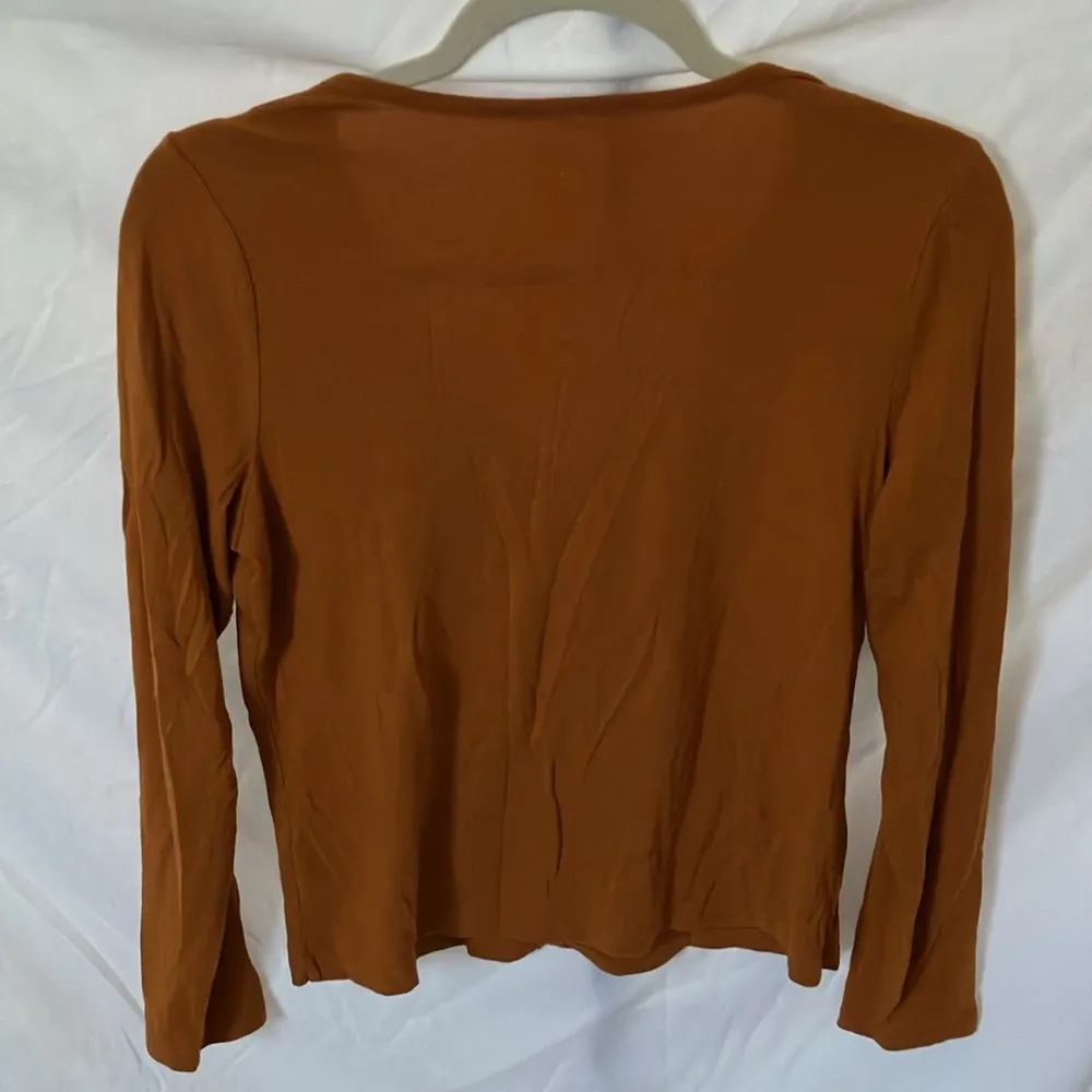 : Carmel colored cotton blend button down long sleeve top- S - Image 12