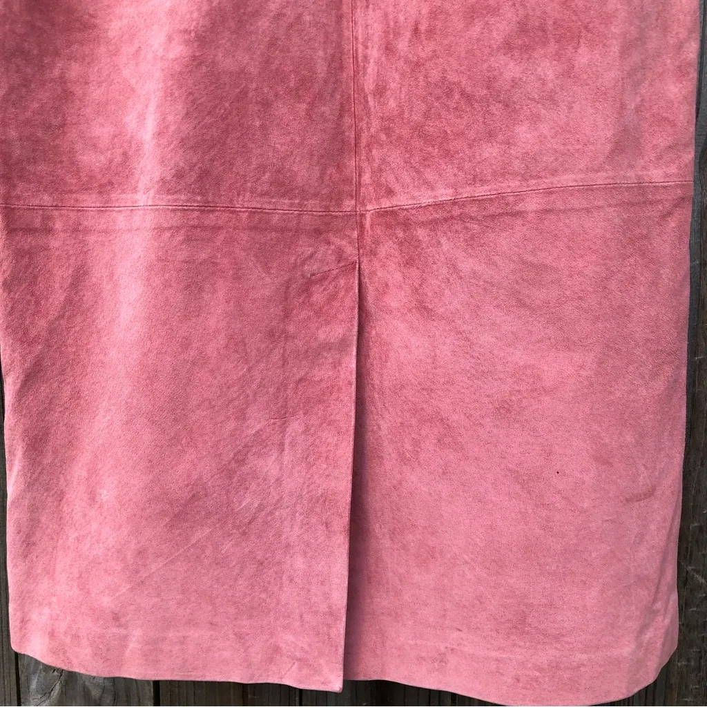 Terry Lewis Classic Luxuries vintage suede Dusty Rose midi skirt 14 Pink Size M - Image 5