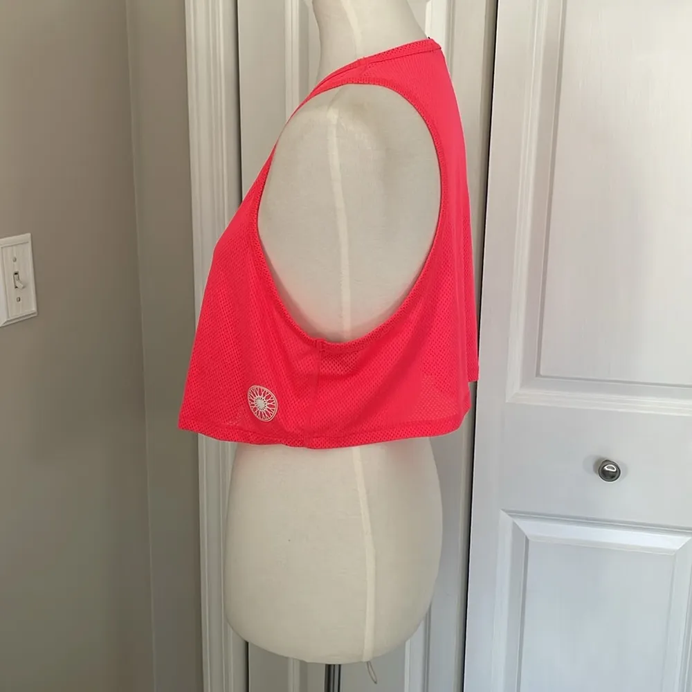 Alala  Neon Pink Mesh Cropped Workout Tank Top - Image 6