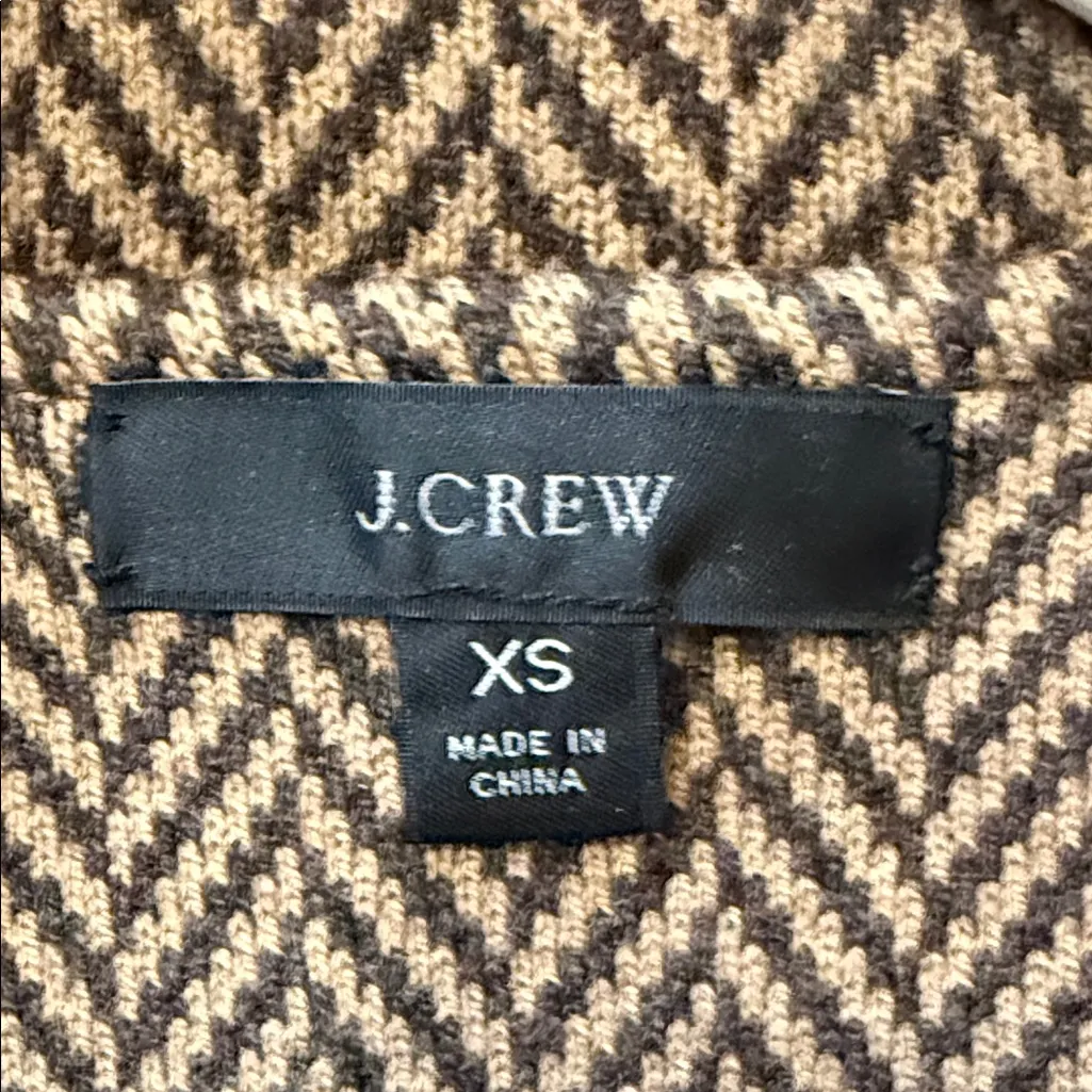 J CREW Sophie Brown Herringbone Cardigan Sweater Blazer Cotton Wool Blend XS - Image 9