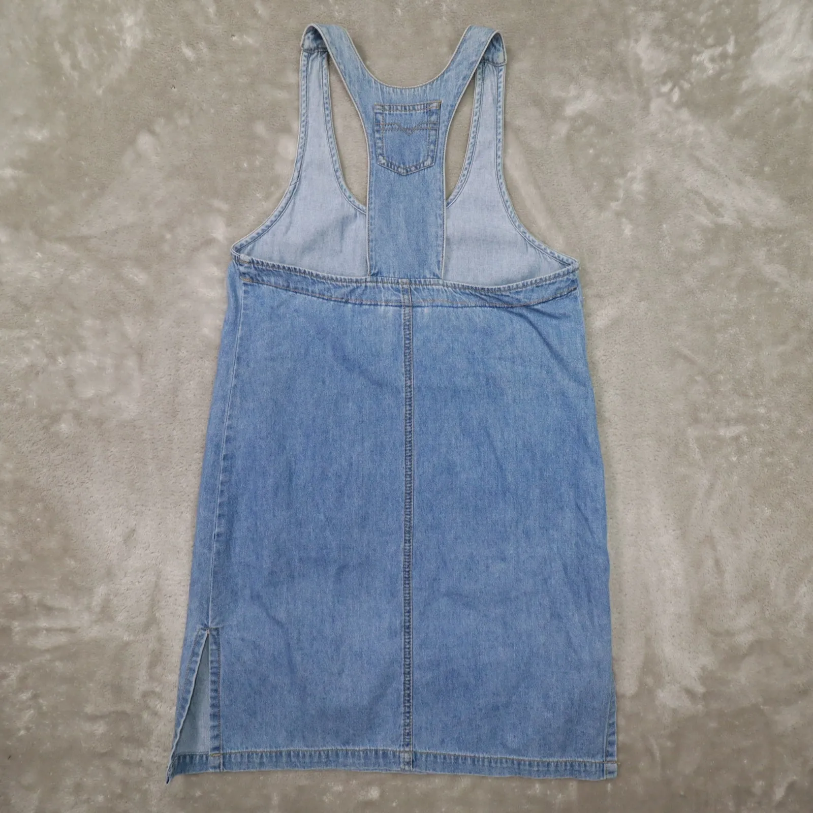 Vintage Grass Raggs Chambray Denim Overall Dress Jumper Small Made in USA Blue - Image 4