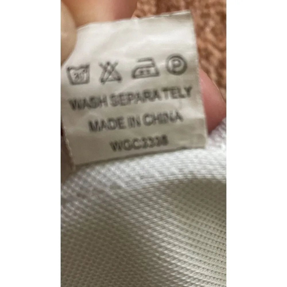 Blue Floral Stripe Fringe Bandana Tube Top L Strapless Tie Back Cotton Blend Size L - Image 7