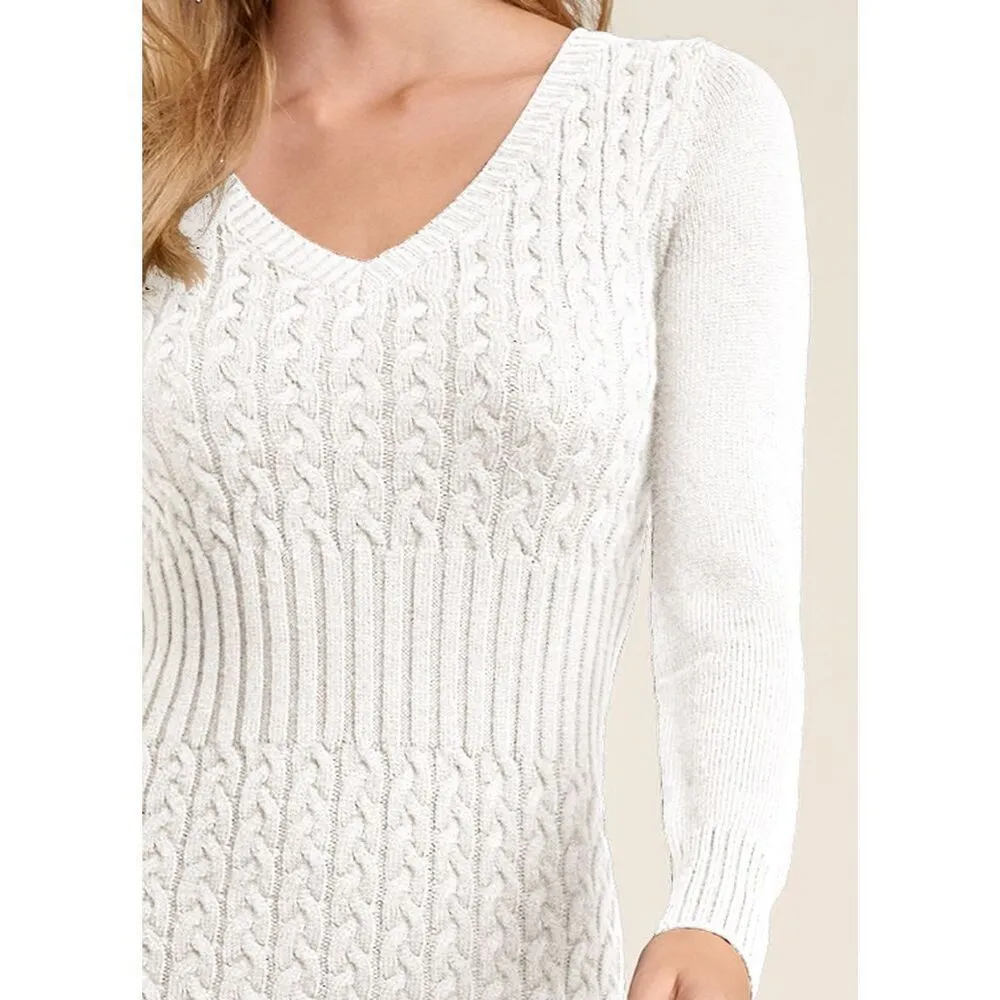 ✨Venus Cable Knit Sweater Sz Medium Cream Dress✨ - Image 3