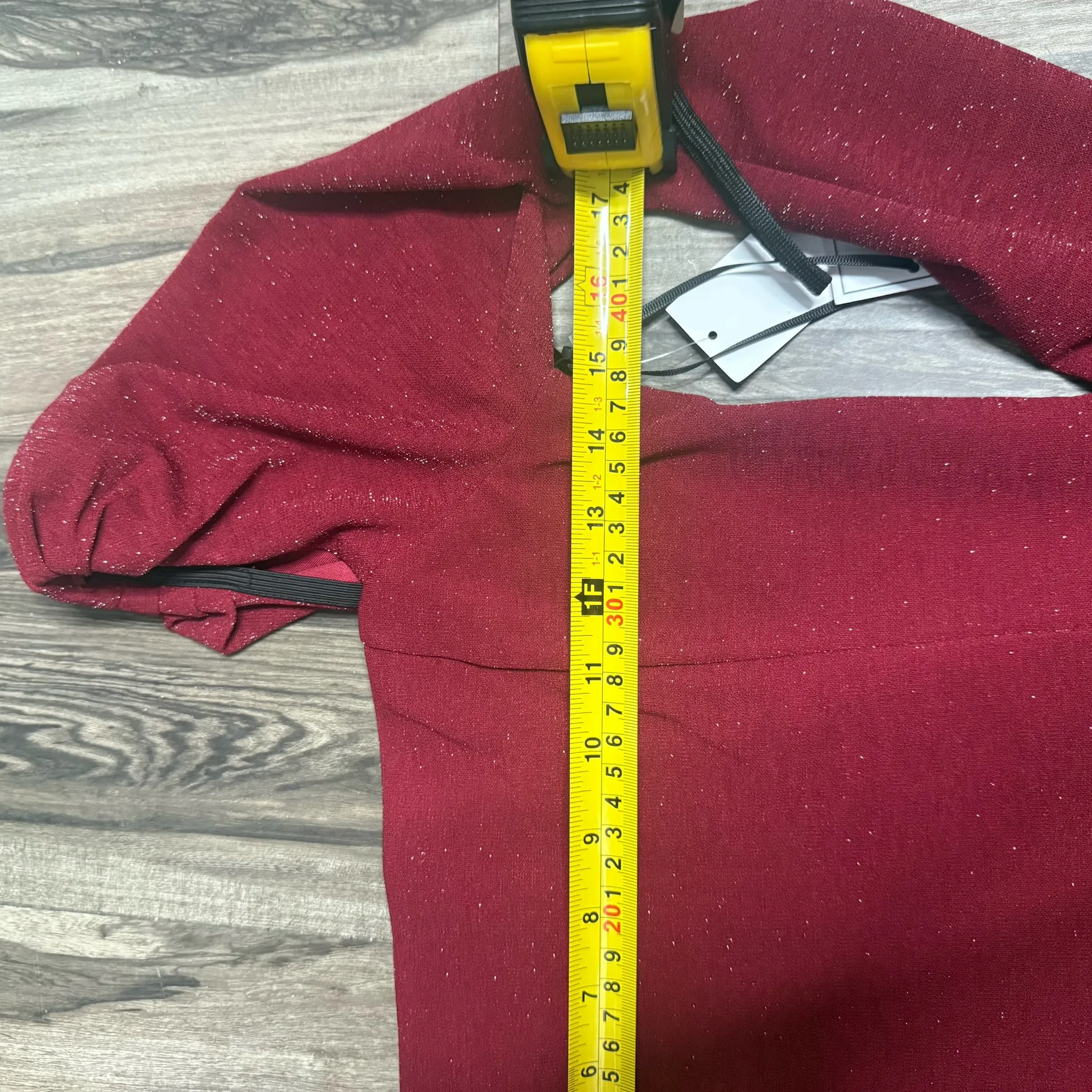 XS state Ruby red long sleeve glitter dress - Image 8