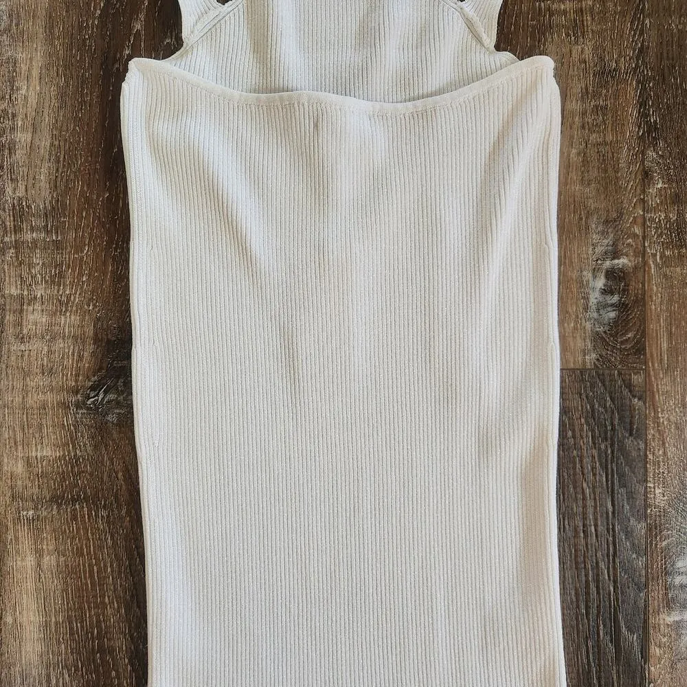 Retrofete Sinclair Rib Knit Dress in White Metallic Size Large NWT Sleeveless - Image 10