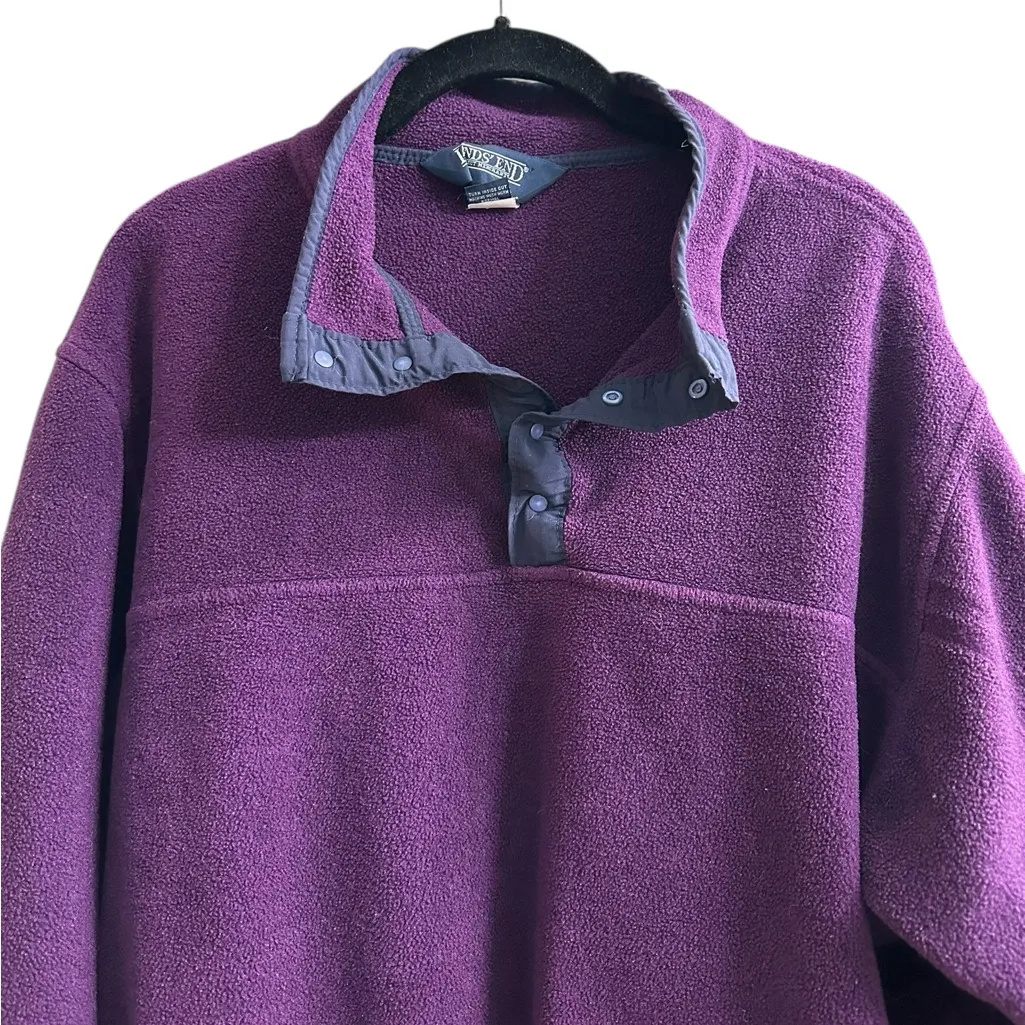 Lands End Vintage Snap T Fleece Sweater Purple Blue Retro
Size Small - Image 3