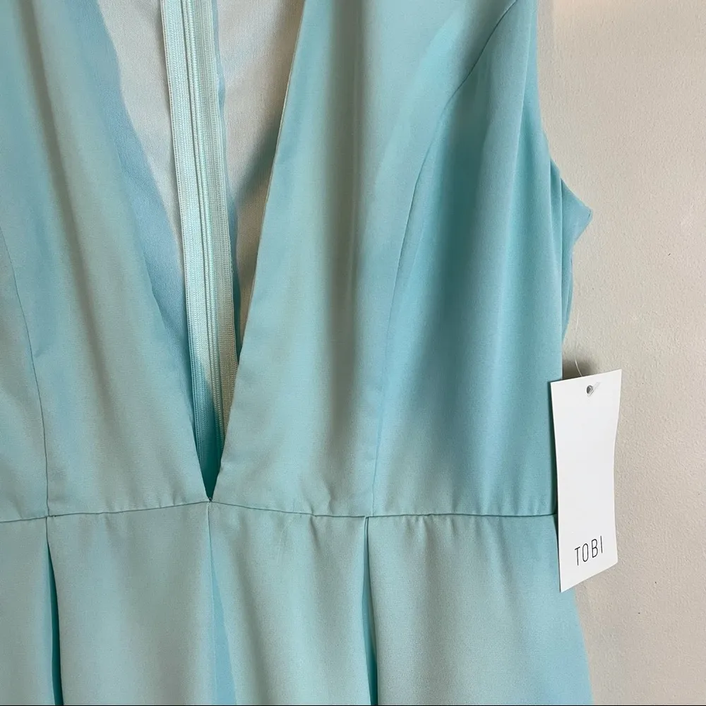 Tobi Deep Inside Mock Neck Romper in Mint - Image 3
