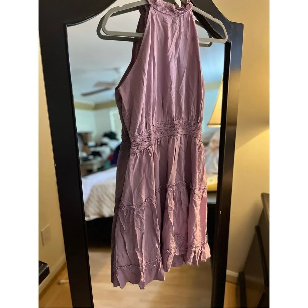 NEW Summer Coastal Mini Dress Ruffled A Line Swing Dress M 8/10 Purple Size M - Image 6