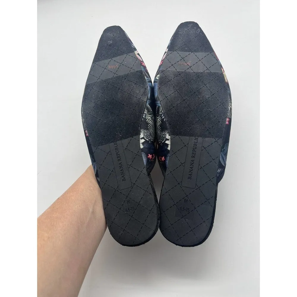 Banana Republic Pointy-Toe Slippers Zebra Watercolor Floral Print Sz 6.5 - 7.5 - Image 6