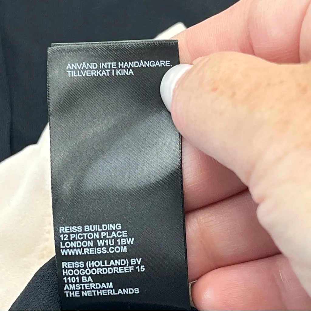 Reiss Nila Contrasting Button Through Shirt Top Black Nude Size 2 NEW *TINY FLAW - Image 7