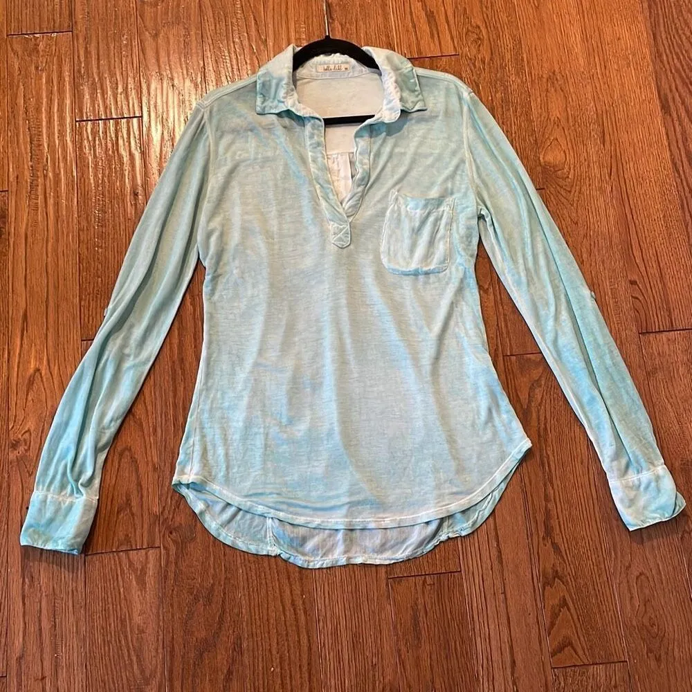 Bella Dahl turquoise collared distressed long sleeve pullover xs - Image 7