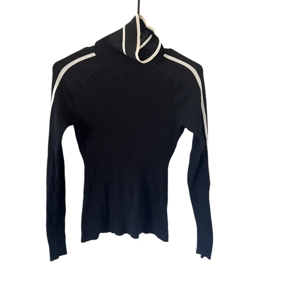 Milly NEW Racer Stripe Pullover in Black & Ecru - Image 6