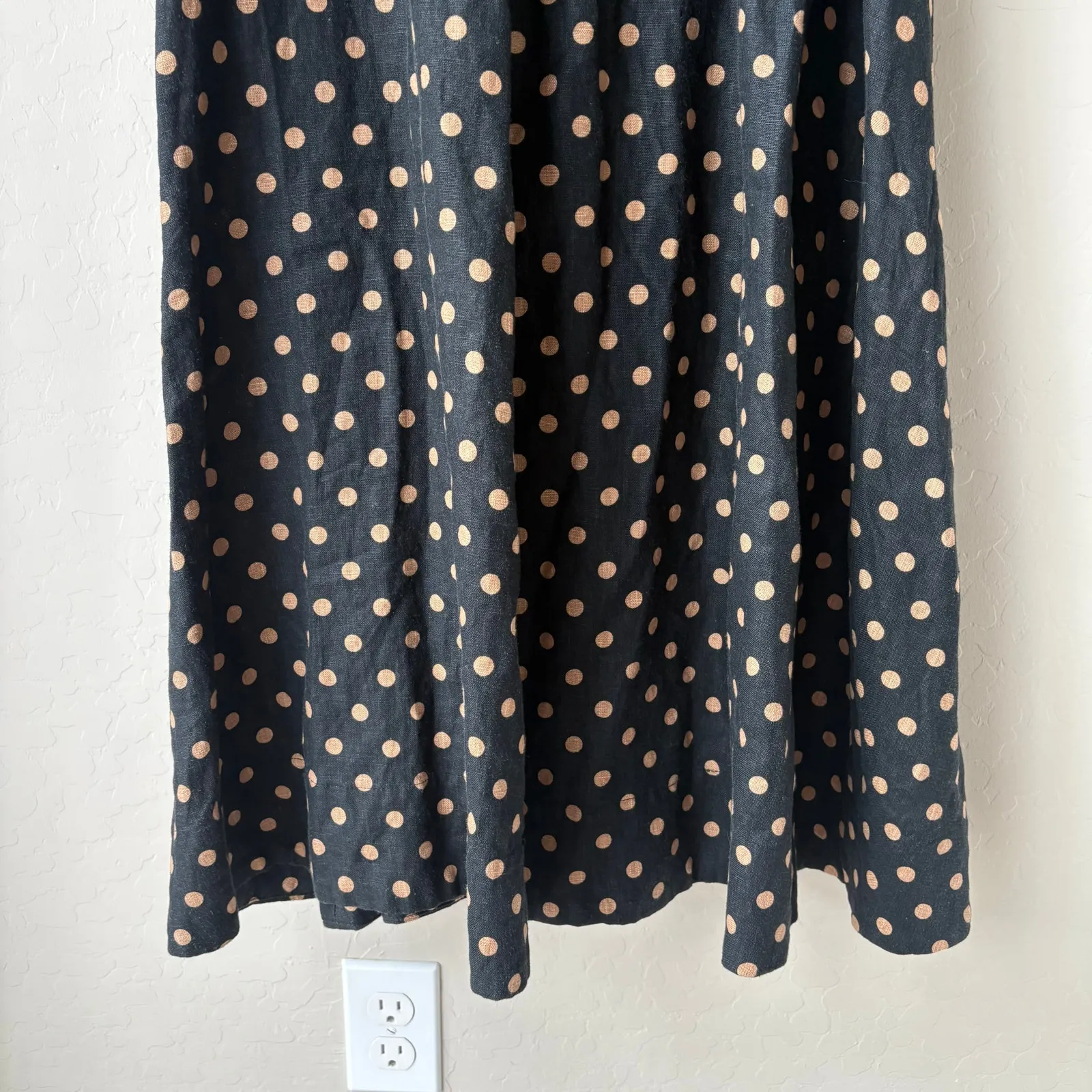 Reformation Dress Marella Polka Dot Black Ritz Puff Sleeve Linen Midi Dress 4 - Image 5