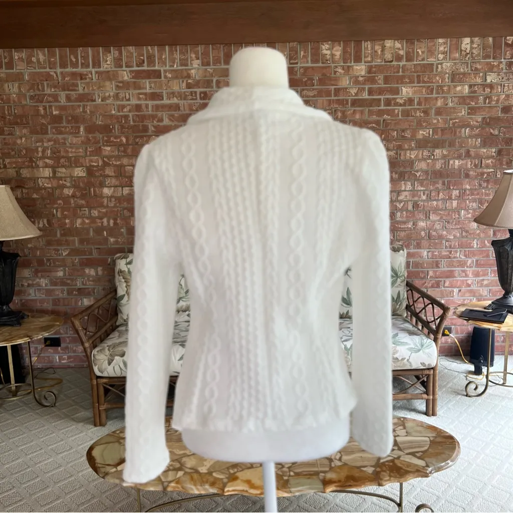 White Cable Knit Open Front Blazer NWOT M - Image 8