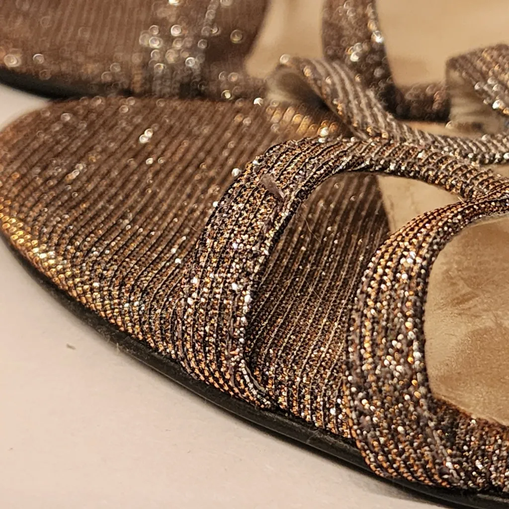 Stuart Weitzman Turning Up Pyrite Nocturn Strappy Women’s Silver Gold Heels Sz 7 - Image 10