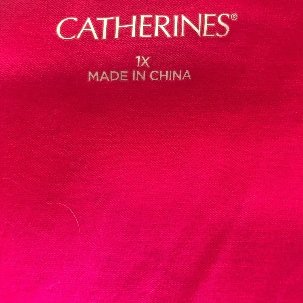 Catherine’s Plus Sz. 1X Tropical Hot Pink Fern Tunic Top Layered Look Blouse - Image 6