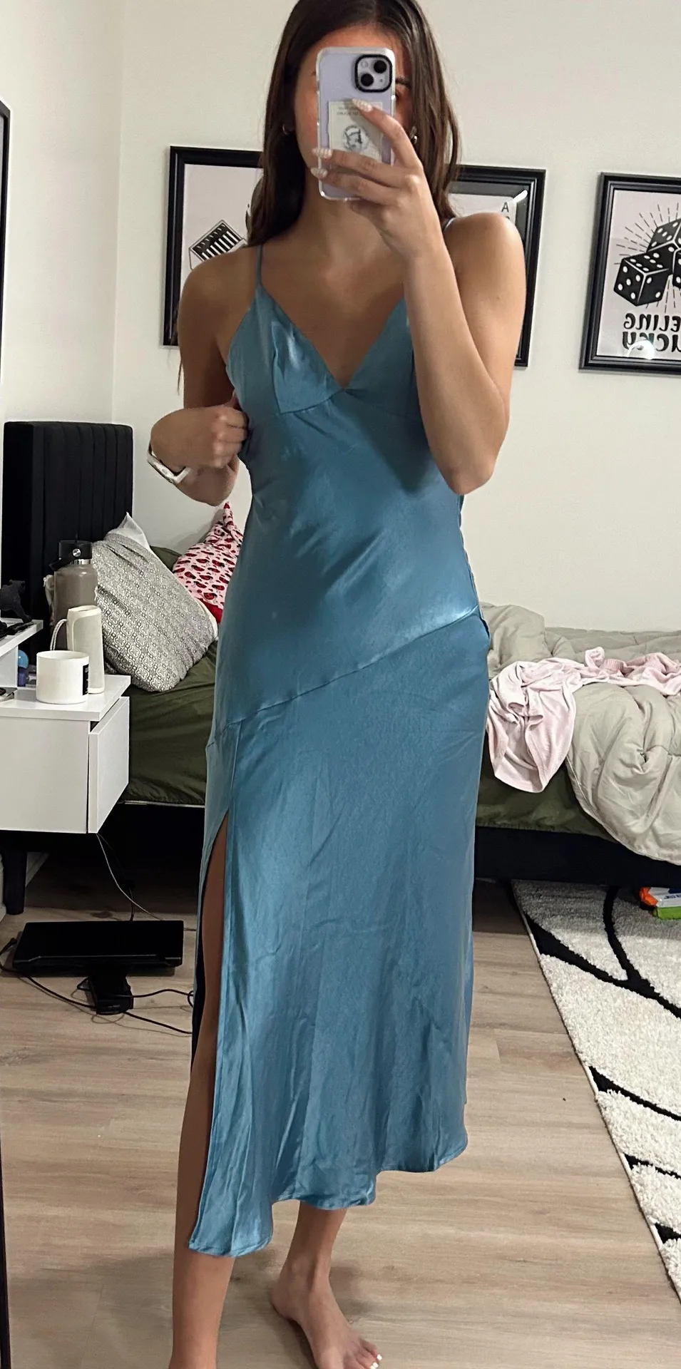 Downtown Cami Strap Front Split Midi Dress - Image 4