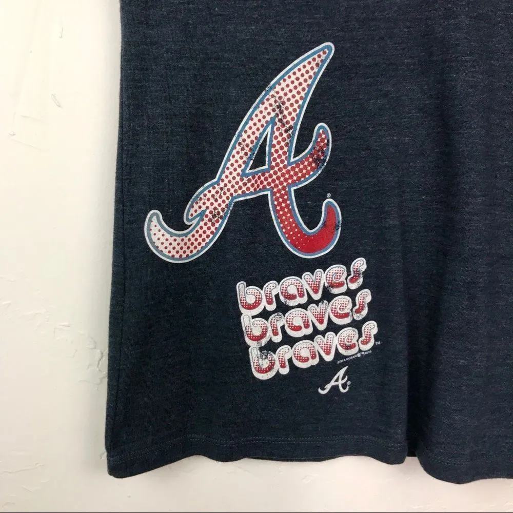 5th & Ocean  Atlanta Braves Blue Logo Spell Out Short Sleeve Shirt Small - Image 2