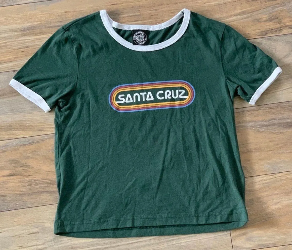 Santa Cruz skateboard green retro white trim top - Image 3