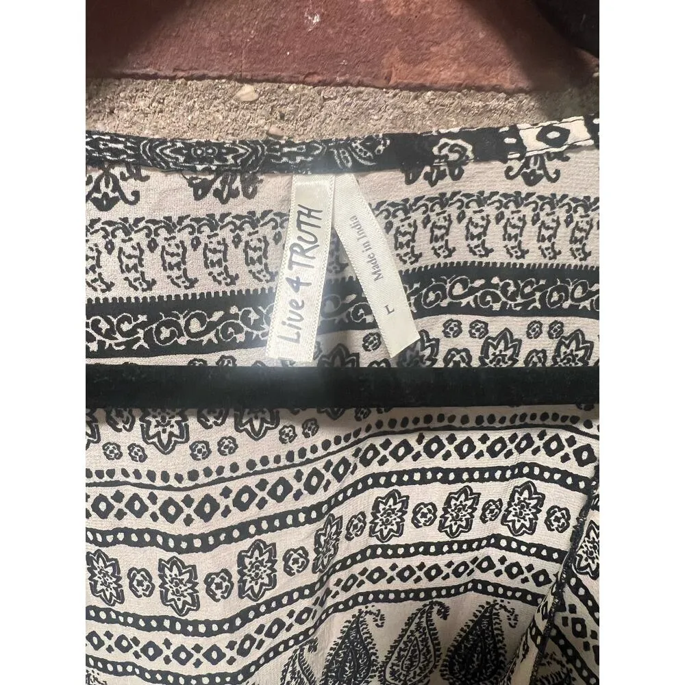 Boho Kimono Tribal Ethnic Coverup Black - Image 8