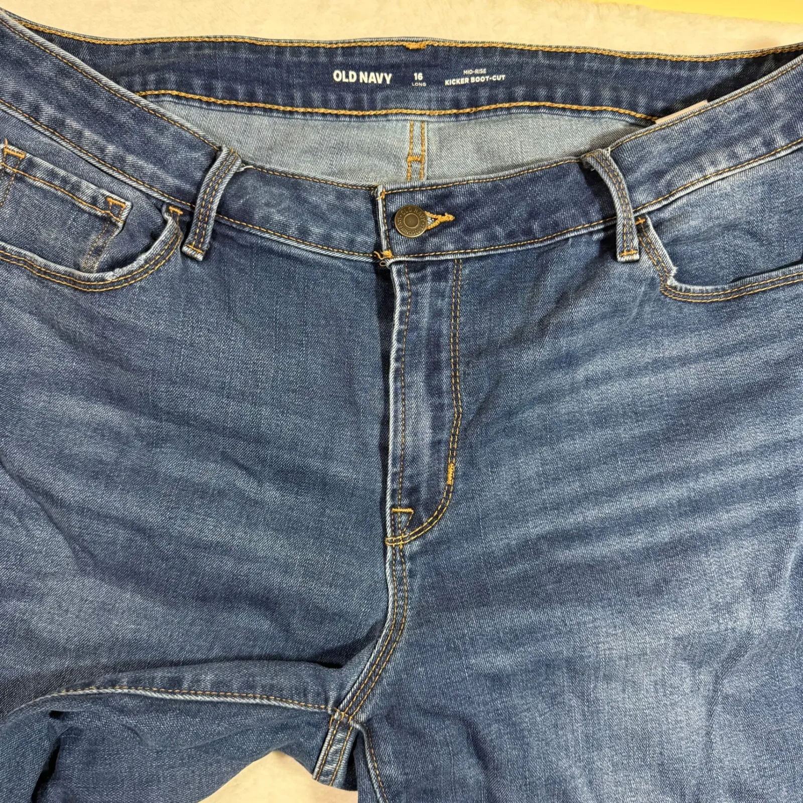 Old Navy 16 LONG 36W Blue Bootcut Jean Denim Casual Work Comfort Western Stretch - Image 2