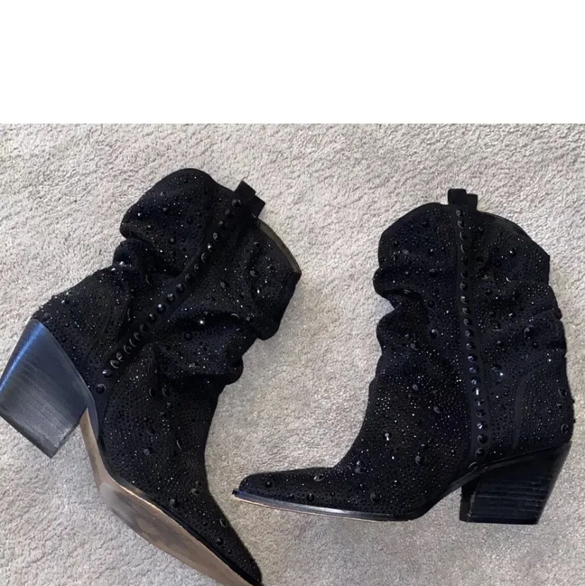 Zellya Western Cowboy Boots Booties Studded Black 9.5 - Image 15