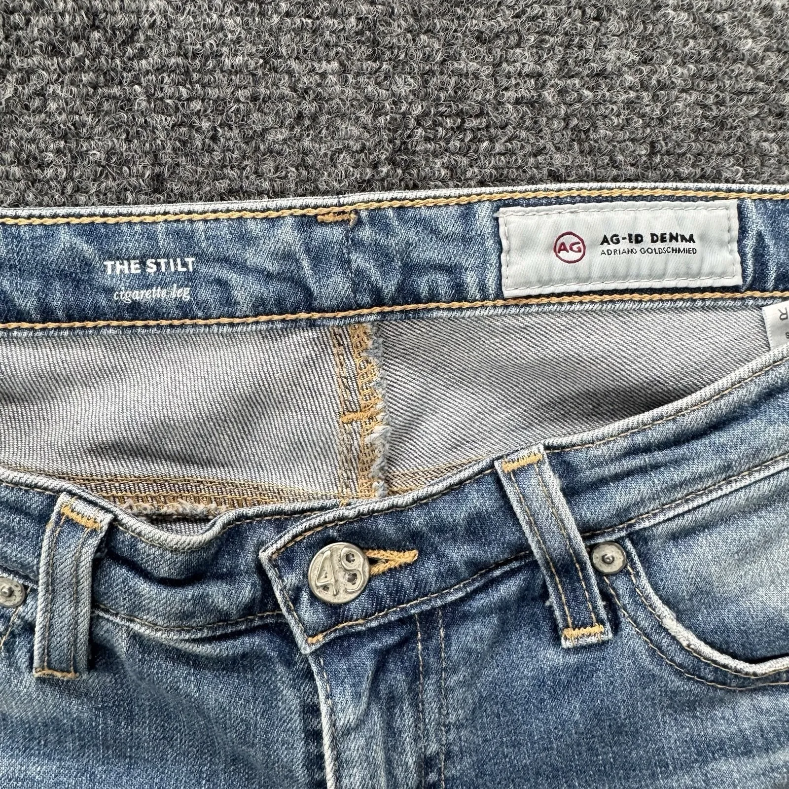 AG Adriano Goldschmied Jeans The Stilt Cigarette Leg Size 27R Distressed‎ USA - Image 6