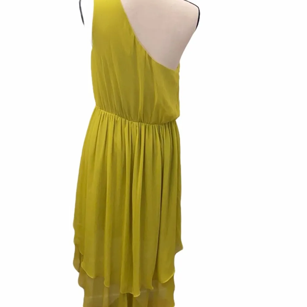 NWT Max and Cleo chartreuse size small one shoulder tiered skirt party dress. - Image 3