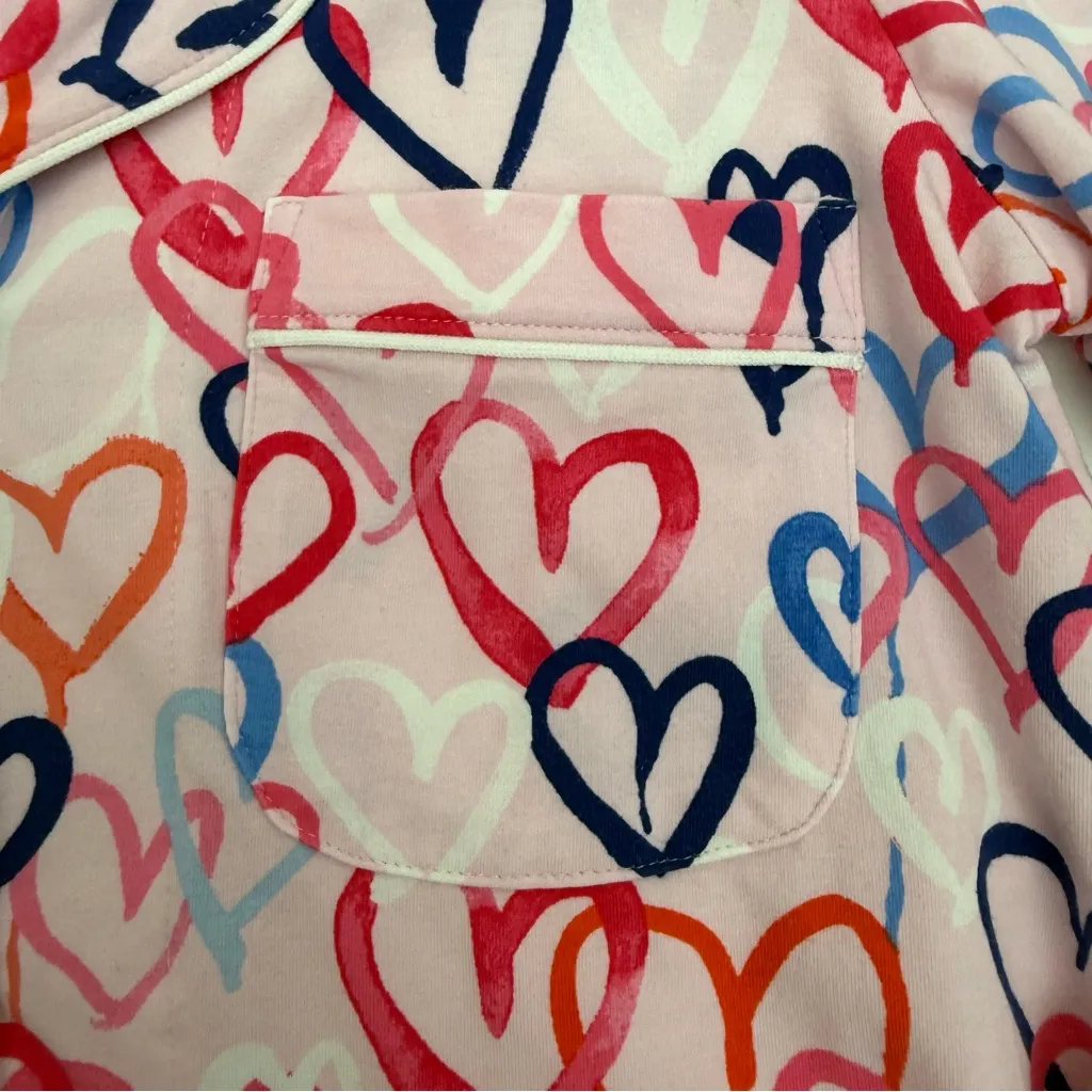 BedHead Pajamas Hearts Organic Cotton Two (2) Piece Pajama PJ Set Pink Size XS - Image 7
