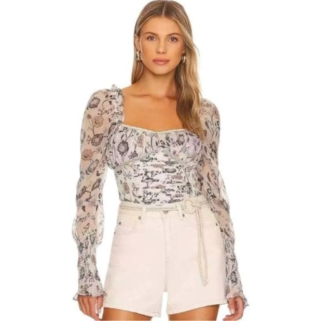 Free People Brunch Date Bodysuit Floral Coquette Cottagecore Dainty Feminine S - Image 4