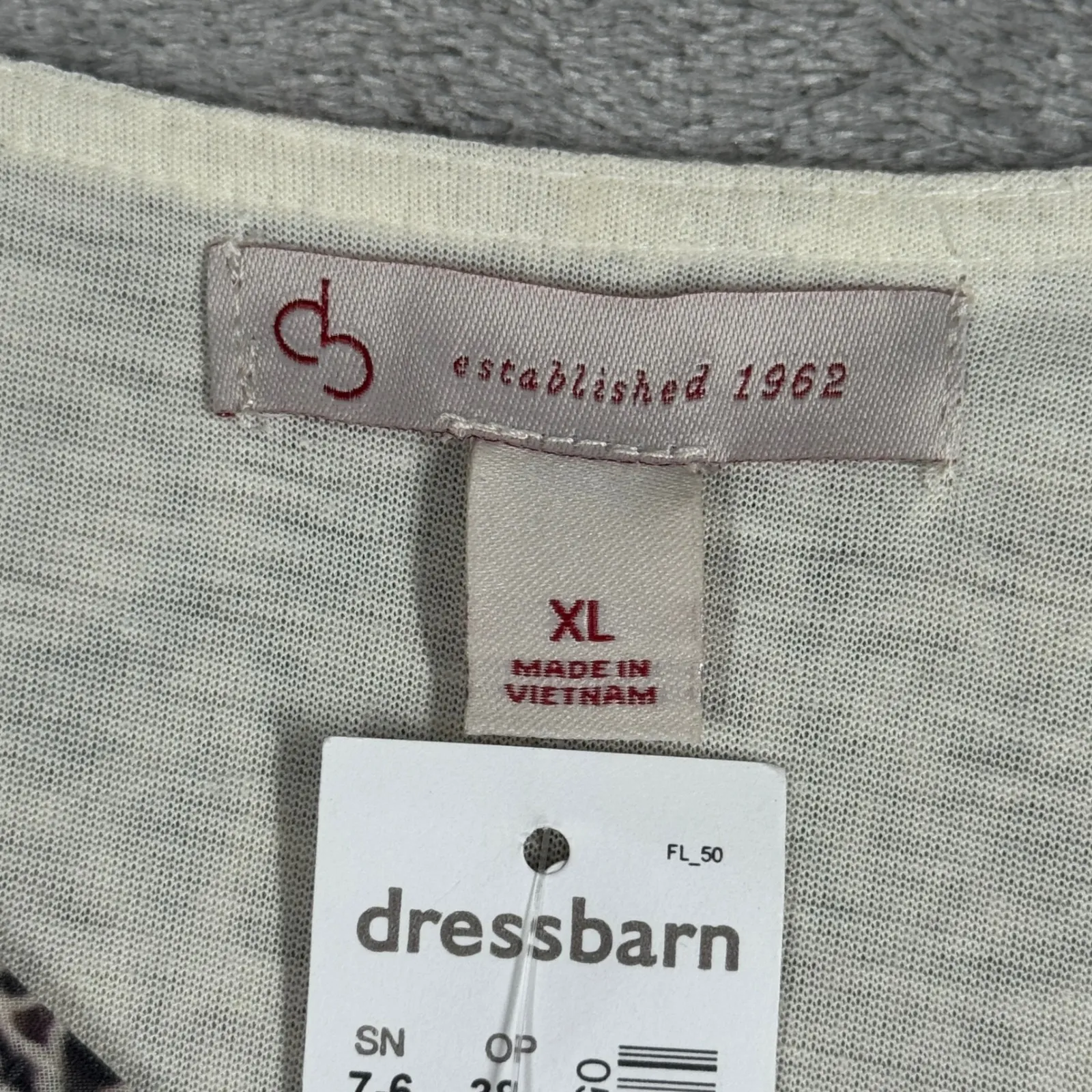 Dressbarn Shirt Blouse Sheer Overlay Embellished Brown Beige Floral Y2K Fairy XL - Image 6