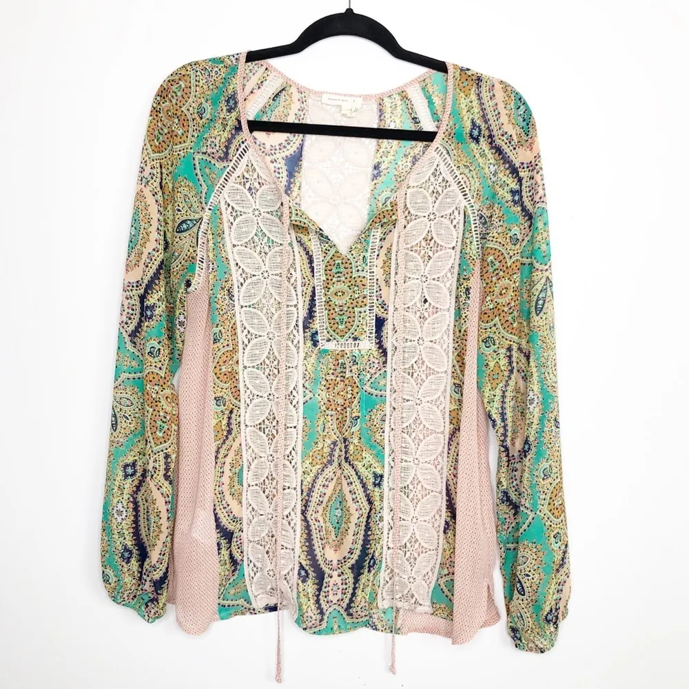 ANTHROPOLOGIE meadow rue Giada bohemian floral lace blouse - Image 9