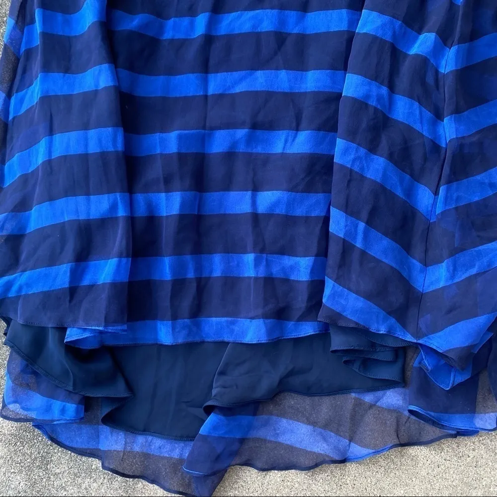 Halston Heritage Blue Striped Silk Dress - Image 4