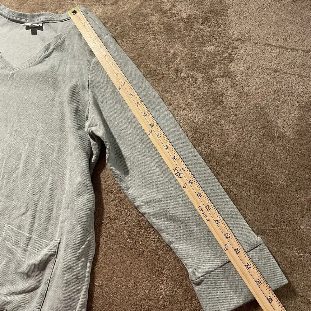 J. Jill Top Womens XL Textured Patch-Pocket Knit Tunic V Neck  Mineral Green - Image 7