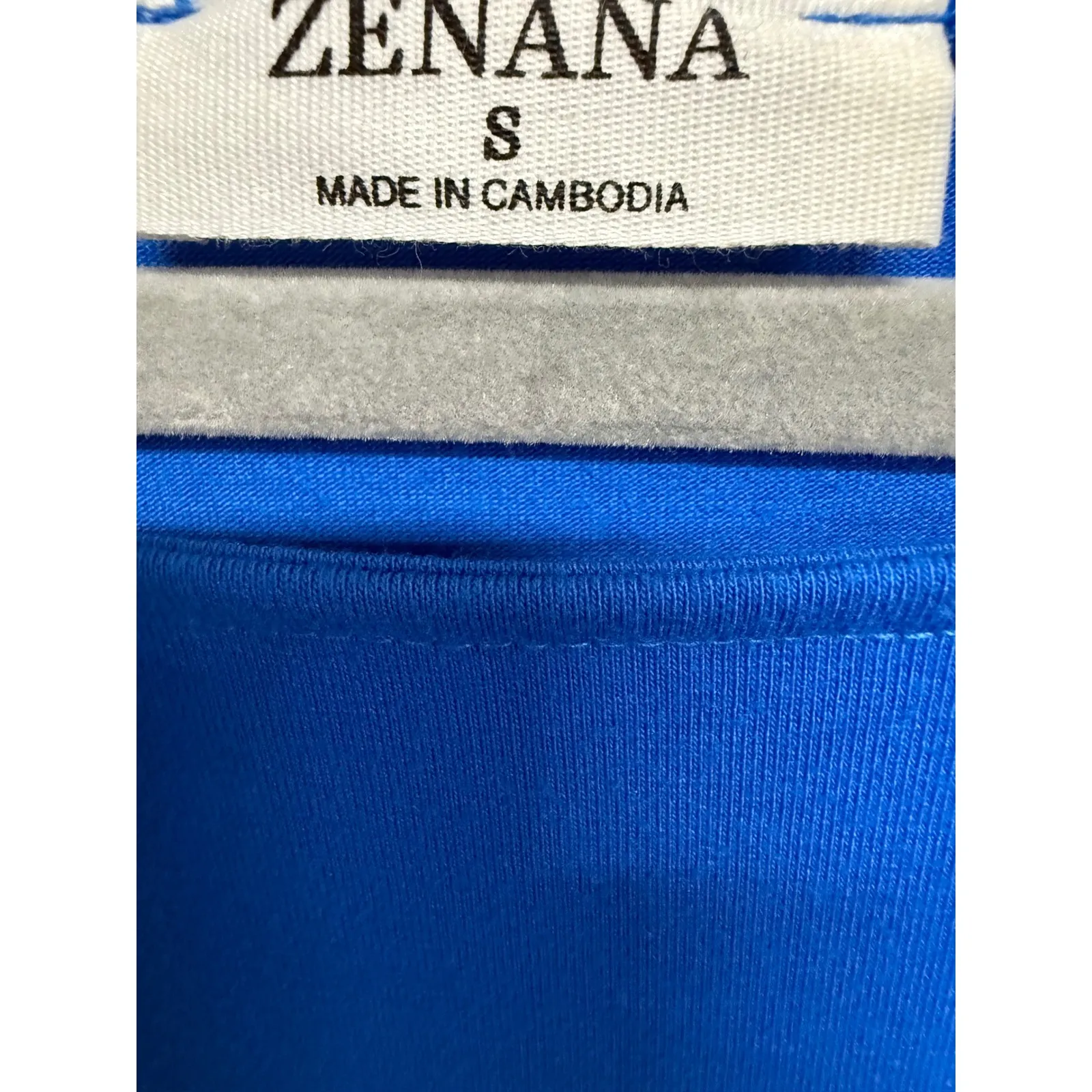 Zenana Premium Dress Solid Blue Pullover V-Neck Short Sleeve- Small Rolled Sleve - Image 5