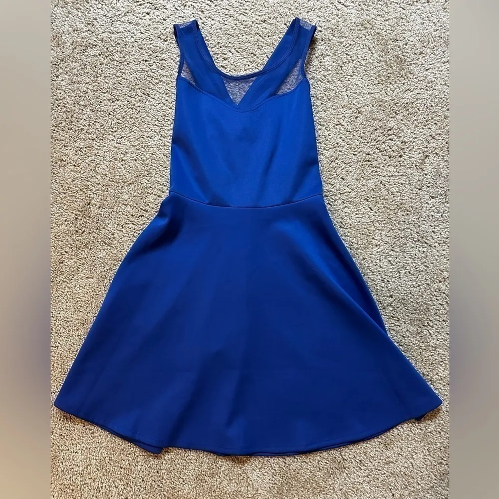 Royal Blue Diamond Bow Back Mini Dress Size 5 - Image 4