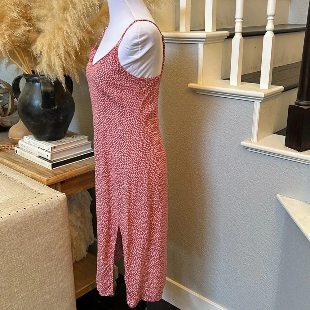 Red Floral Slip Dress, Size Small - Image 4