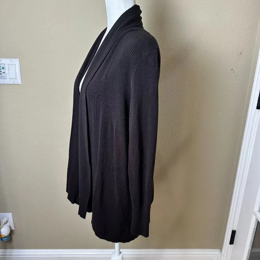 OLIVIA SKY Brown Ribbed Open Knit Cardigan size medium - Image 4