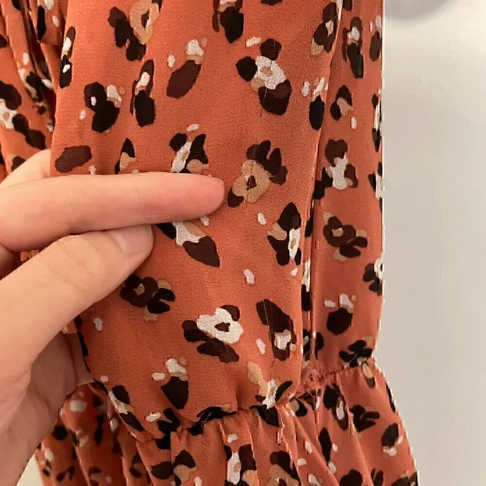 SIENNA SKY Rose Pink Navy ish Cheetah Leopard Animal On / Off the Shoulder Dress - Image 5