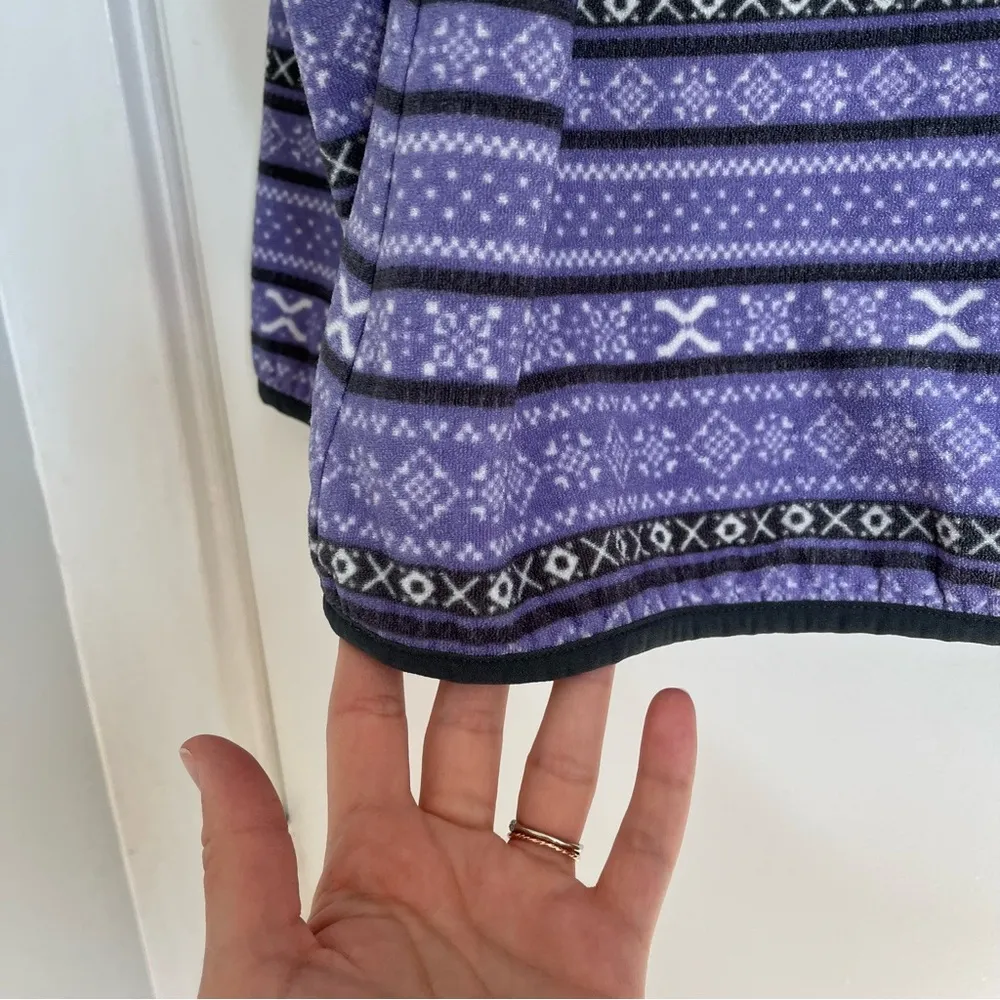 Jachs Cabin purple striped quarter snap fleece pullover white gray women’s XL - Image 3